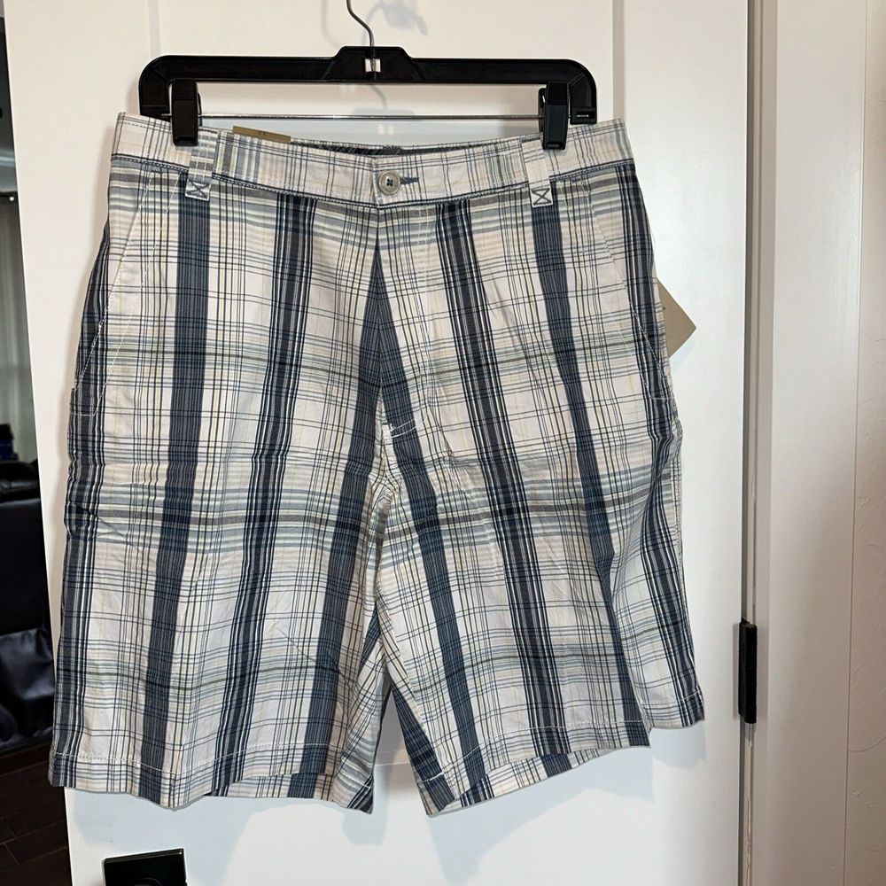 Paradise Collection Chino Shorts Men's 32 Multi-Plaid Flat Front Cotton NWT